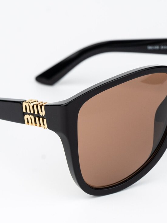 Miu Miu D-Frame Women Sunglasses Black Brown Pilot MUA08S 16K90Q NEW AUTHENTIC main image 4